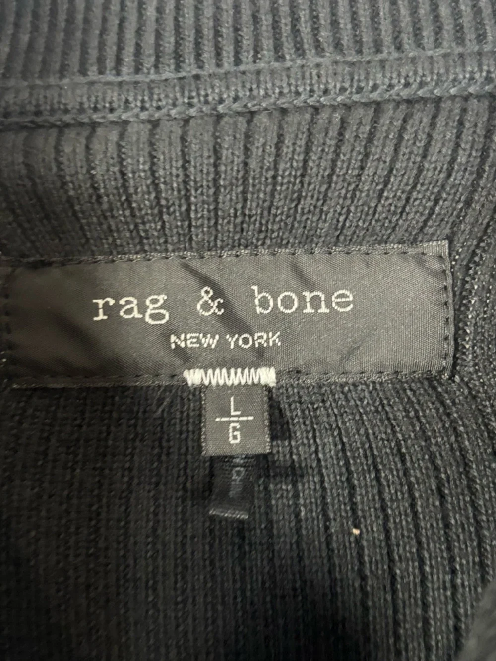 EUC RAG&BONE Men's Black Full-Zip Oversized Ribbed Sweater Jacket Size L